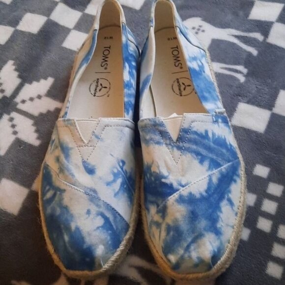 Toms Shoes - Toms Womens Classic Blue Tie Dye Alpargata Canvas Slip On Flats Size 10